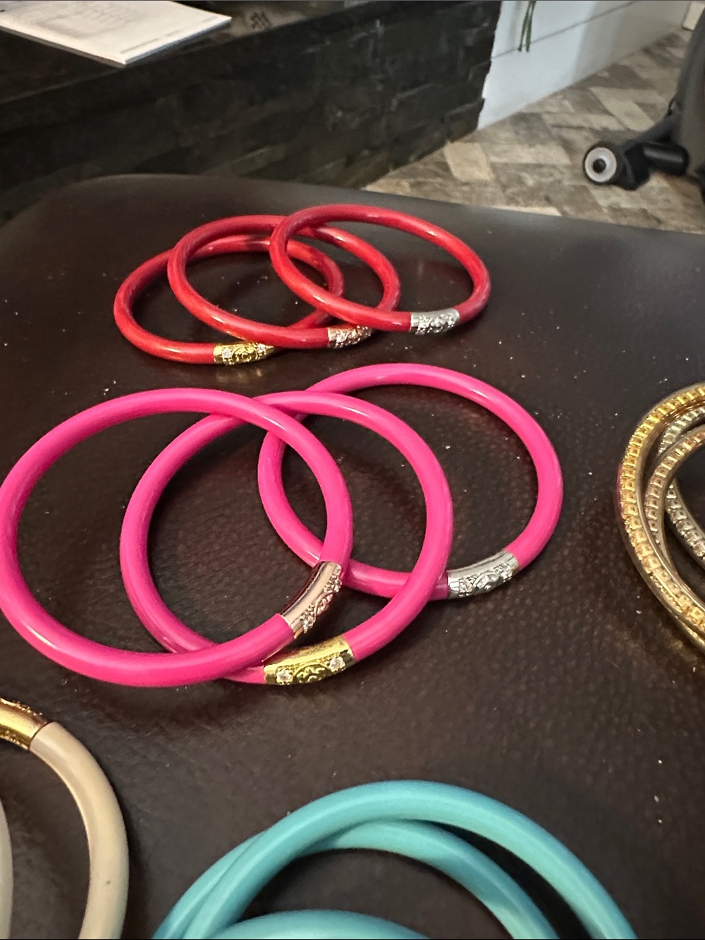 Women's Multicolor Metal and Enamel Bangle Bracelet Set - Picture 9 of 14